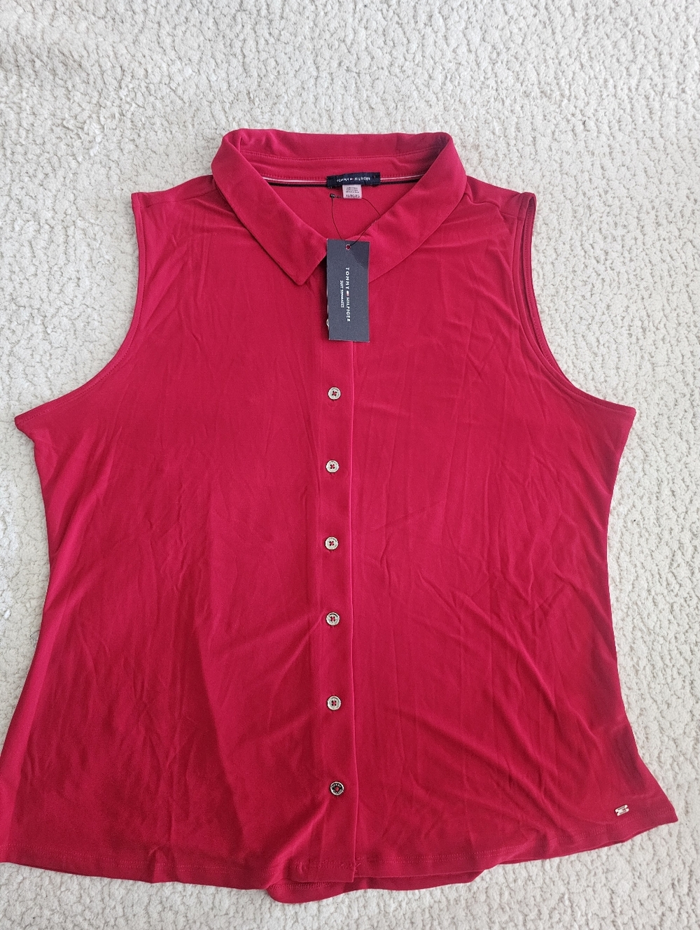 Tommy Hilfiger Sleeveless Button-Front Tank in Fuchsia